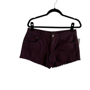 Empyre Zumiez Juniors 11 Burgundy Cheyenne Fray Hem Cutoff Denim Short NWT